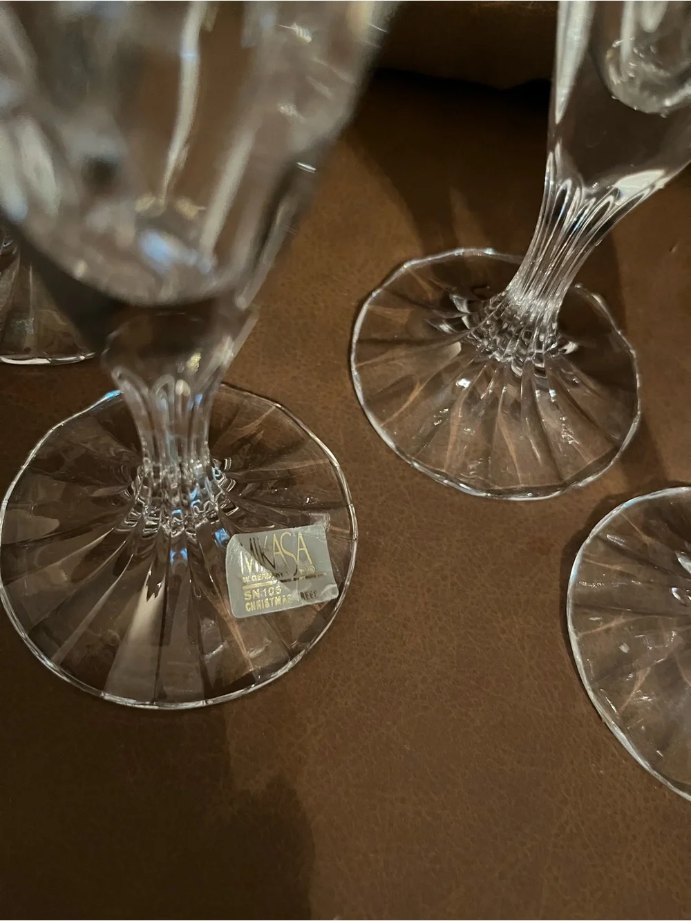 Mikasa Christmas Tree Clear  Cut Crystal Champagne Flutes - Set of 5